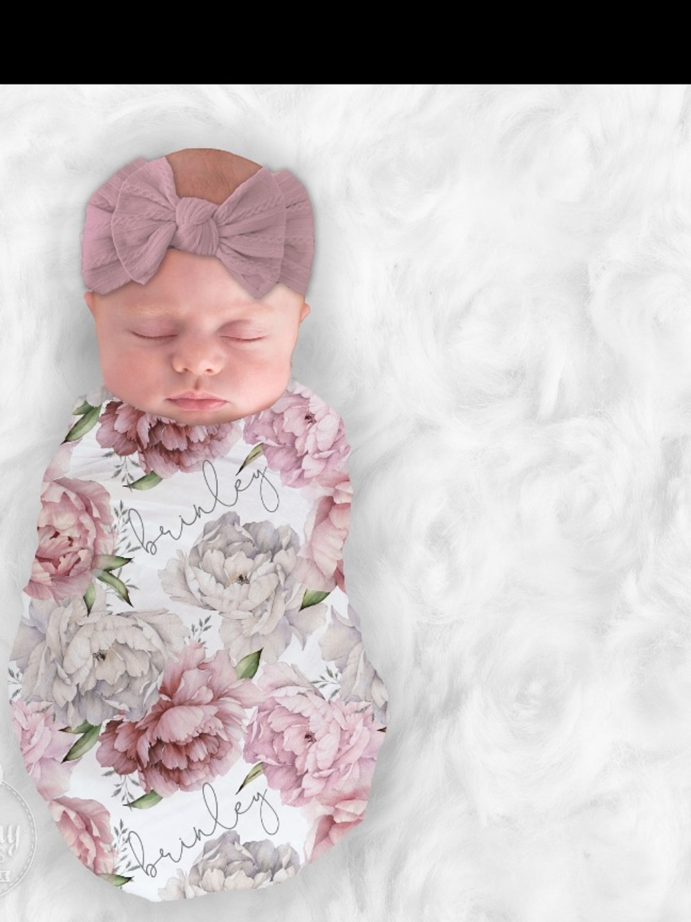 Toby / Floral Baby Swaddle Sack with Pink Rose Print